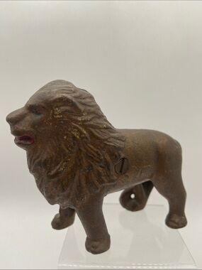 Rare Vintage Cast Iron Lion Bank Figurine Collectible 1920s-1930s AC Williams